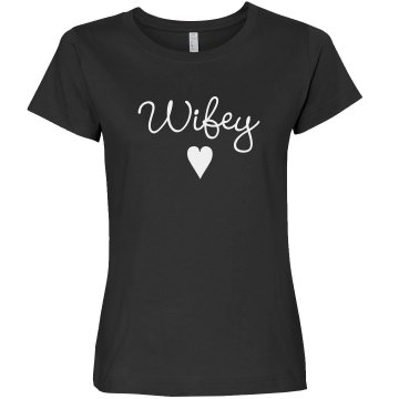Wifey Heart Rhinestones Junior Fit Bella Sheer Longer Length Rib Tee