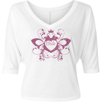 Bride Heart Tee Misses Bella Flowy V-Neck Half-Sleeve Tee