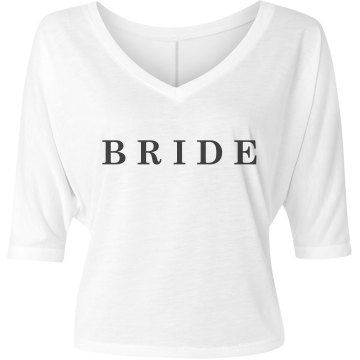 Bride Rhinestone Tee Misses Bella Flowy V-Neck Half-Sleeve Tee