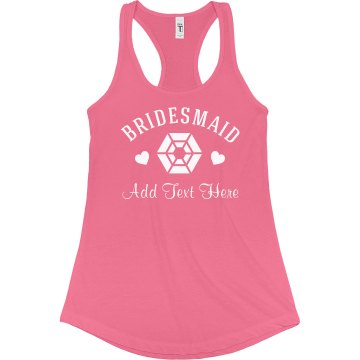 Bling Bridesmaid w/ Name Junior Fit Bella Sheer Longer Length Rib Racerback Tank Top