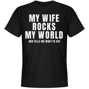 My Wife Rocks My World Unisex Basic Gildan Heavy Cotton Crew Neck Tee