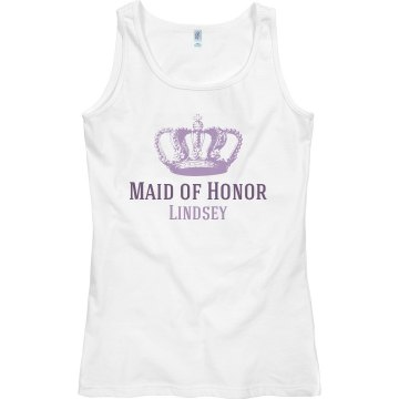 Maid of Honor With Crown Junior Fit Bella Sheer Longer Length Rib Racerback Tank Top