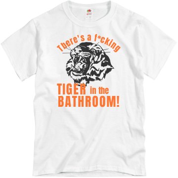 Bathroom Tiger w/ Back Unisex Basic Gildan Heavy Cotton Crew Neck Tee