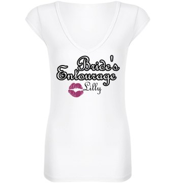 Bride's Entourage Junior Fit Bella Sheer Longer Length Rib V-Neck Tee 