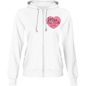 Mrs. Bride w/ Back Junior Fit Bella Fleece Raglan Zip Hoodie