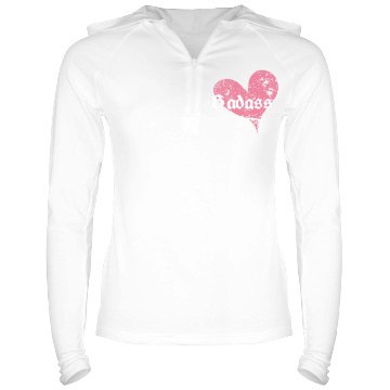 Badass Bride Sweatshirt Junior Fit Bella Long Sleeve 1/2 Zip Hooded Pullover Tee