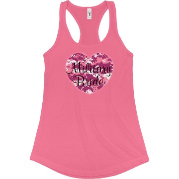 Military Bride Tank Junior Fit Bella Sheer Longer Length Rib Racerback Tank Top