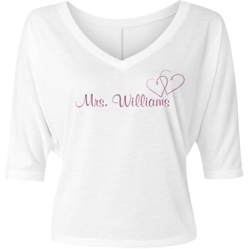 Mrs. Williams Honeymoon Misses Bella Flowy V-Neck Half-Sleeve Tee