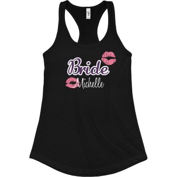 Bride Tank With Kisses Junior Fit Bella Sheer Longer Length Rib Racerback Tank Top