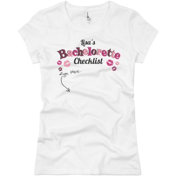 Bachelorette Check List  Junior Fit Basic Bella Favorite Tee