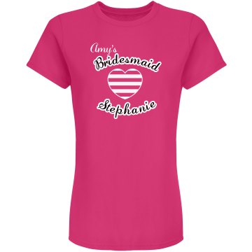 Bridesmaid Heart Tee Junior Fit Bella Double V Sheer Jersey Tee