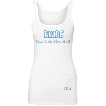 Bride Soon To Be Mrs. Junior Fit Bella Sheer Longer Length Rib Tank Top