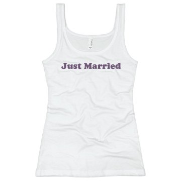Just Married Wedding Top Junior Fit Bella Longer Length 1x1 Rib Tank Top
