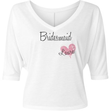 Bridesmaid Heart Tee Misses Bella Flowy V-Neck Half-Sleeve Tee