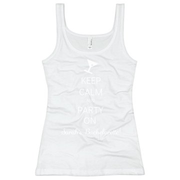 Keep Calm Bachelorette Junior Fit Basic Bella 2x1 Rib Tank Top